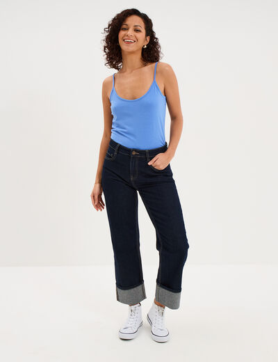 D&eacute;bardeur coton bretelles r&eacute;glables bleu electrique femme