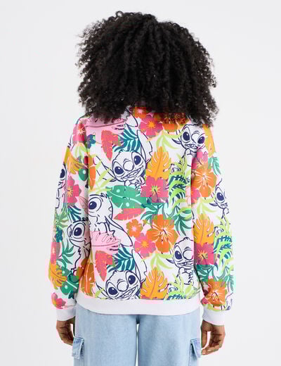Sweat col rond manches longues Stitch multicolore femme