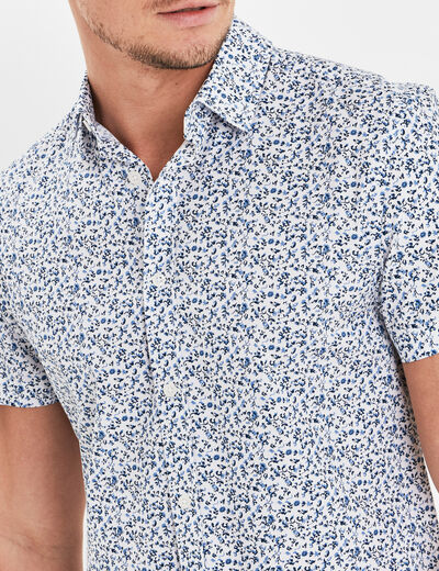 Chemise droite manches courtes coton blanc homme