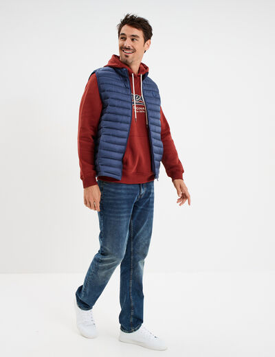 Sweat à capuche hoodie 1 poche rouge foncé homme