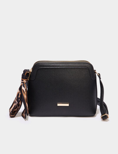 Sac en bandoulière détail foulard noir femme
