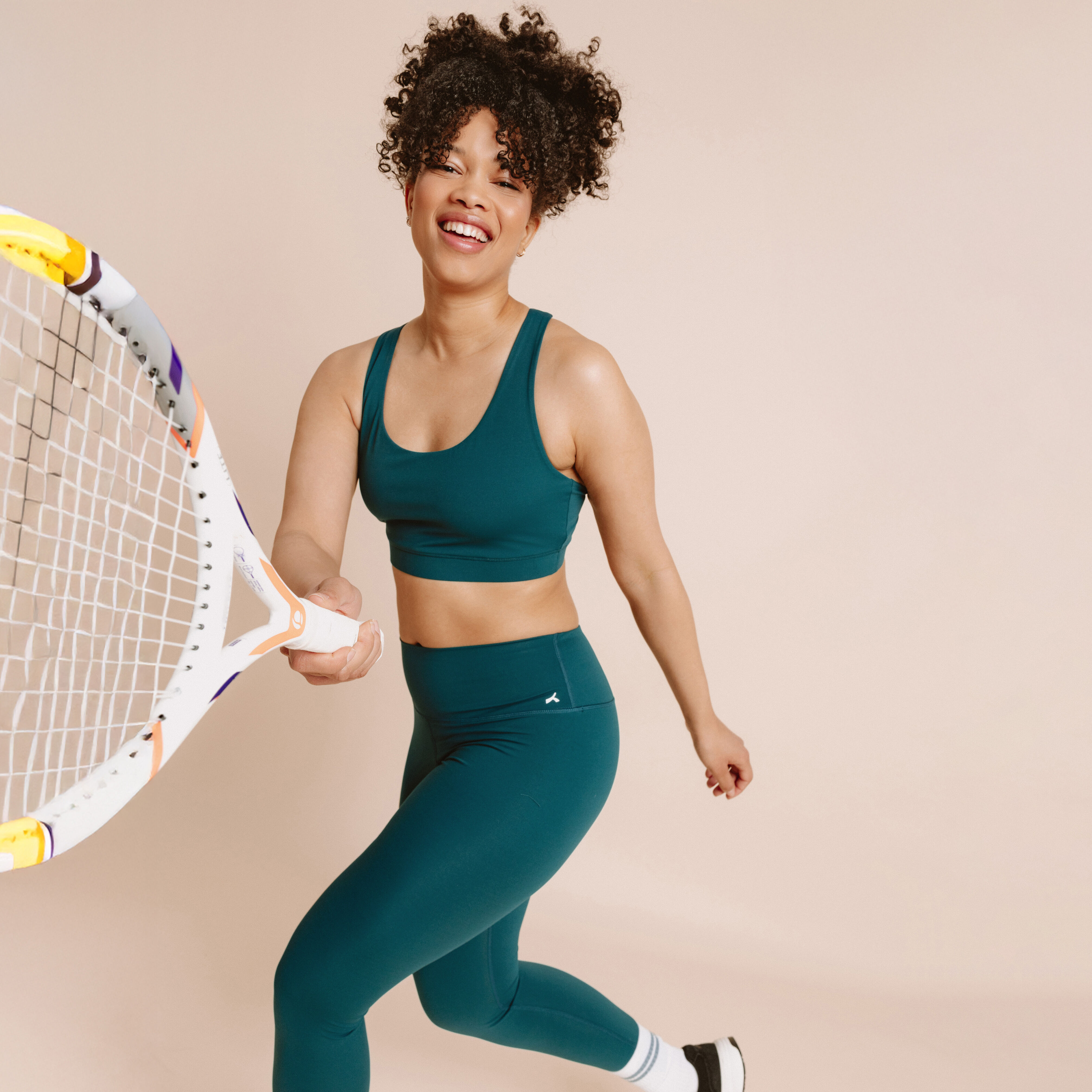 Legging de sport gainant taille haute vert canard femme