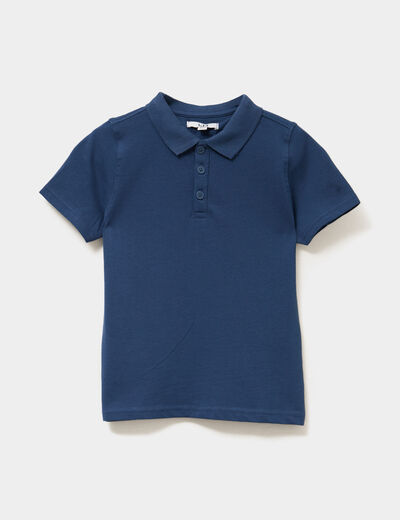 Polo manches courtes à détail brodé bleu marine garçon
