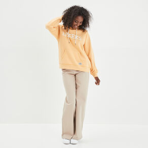 Pantalon large taille haute beige femme
