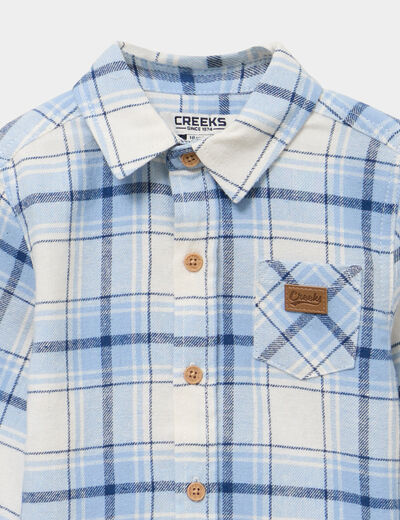 Chemise manches longues coton bleu ciel b&eacute;b&eacute; gar&ccedil;on
