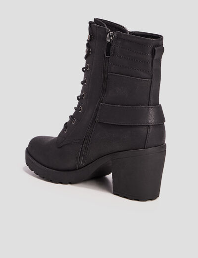 Bottines &agrave; talons et boucles noir femme
