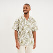 Chemise en coton manches courtes vert olive homme