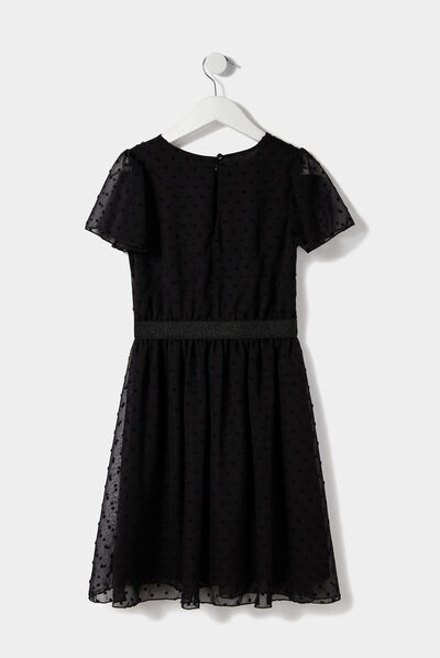 Robe de soirée évasée plumetis Liberto noir fille