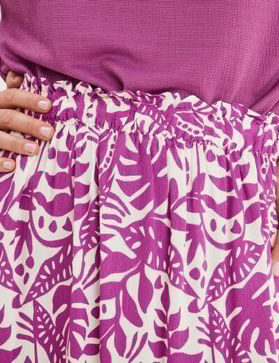 Jupe fluide taille élastiquée violet femme