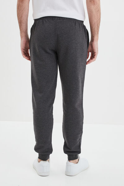 Jogging droit molleton gris foncé homme