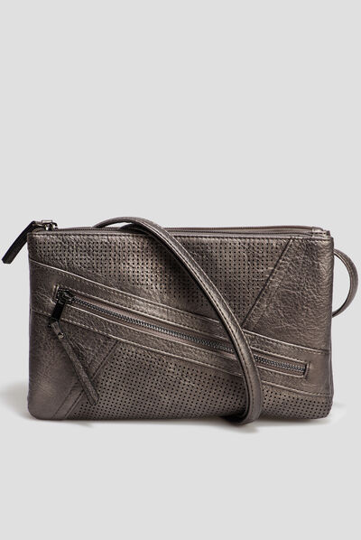 Sac bandoulière métallisé gris foncé femme