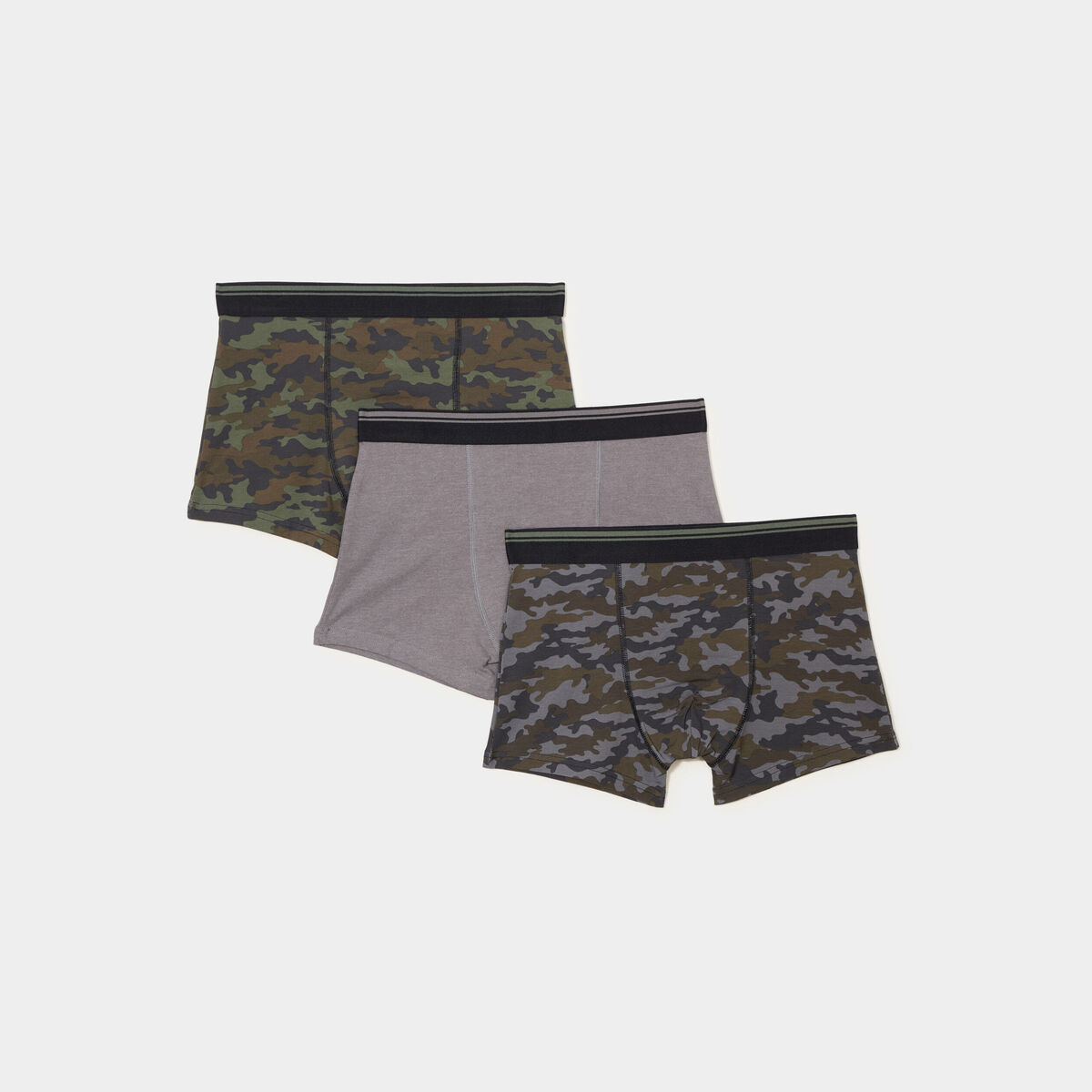 Lot 3 boxers coton vert kaki homme