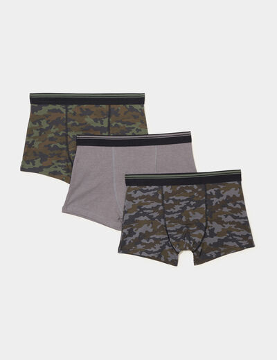 Lot 3 boxers coton vert kaki homme