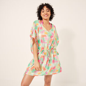 Robe de plage manches 3/4 vert clair femme