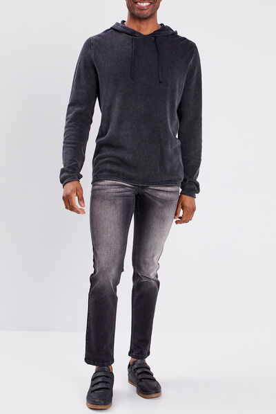 Jeans straight denim noir homme