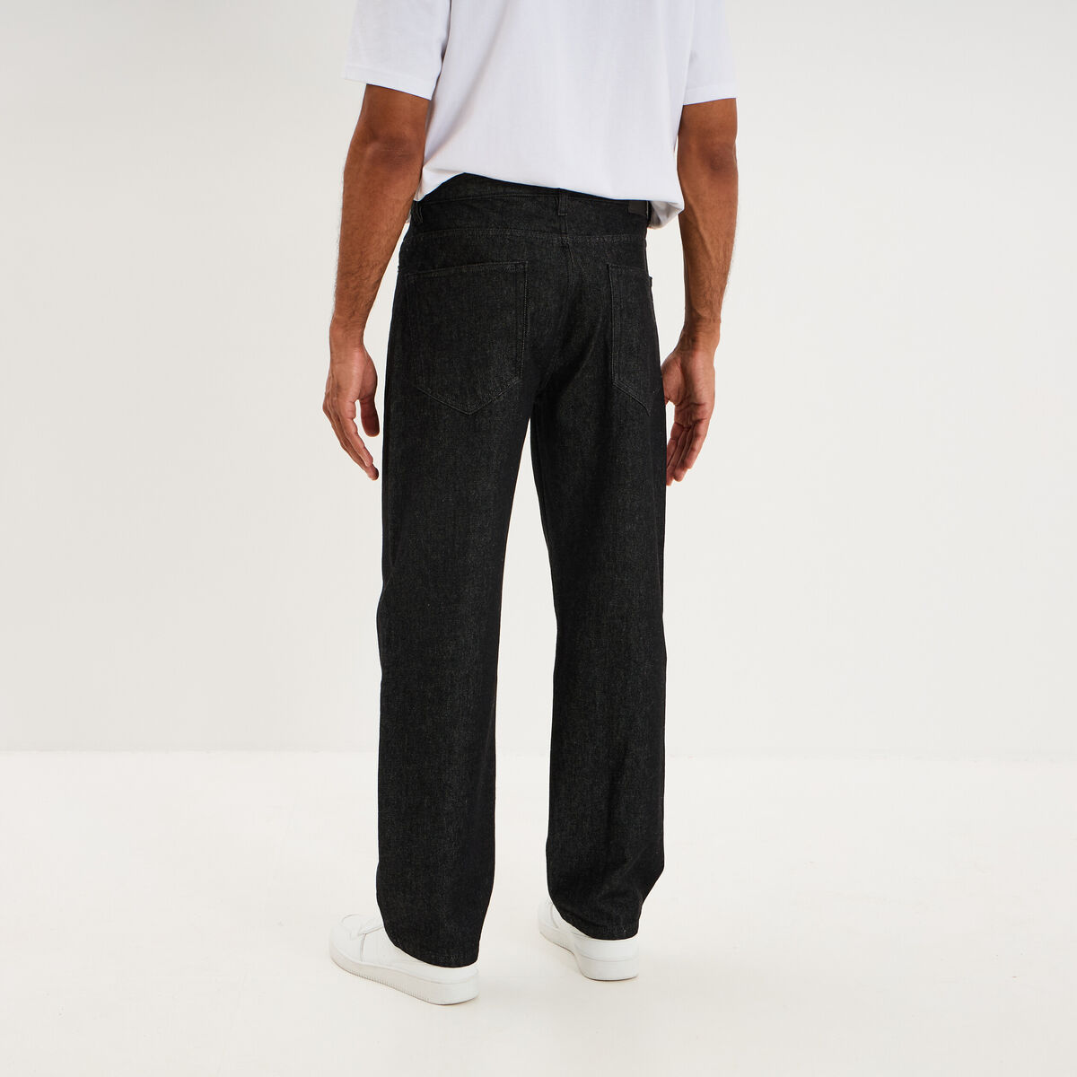 Jean relaxed 5 poches coton denim noir homme