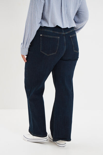 Jean taille haute wide leg cropped denim brut femme grande taille