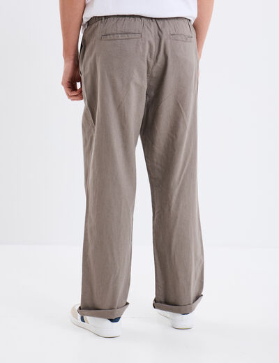 Pantalon chino mélange lin coton gris homme