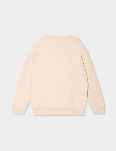 Sweat oversize col rond manches longues ecru garçon