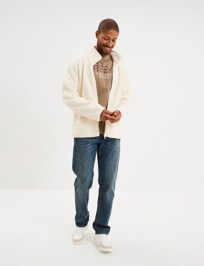 Veste sherpa col camionneur blanc homme