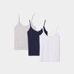 Lot de 3 débardeurs col en V coton gris clair femme