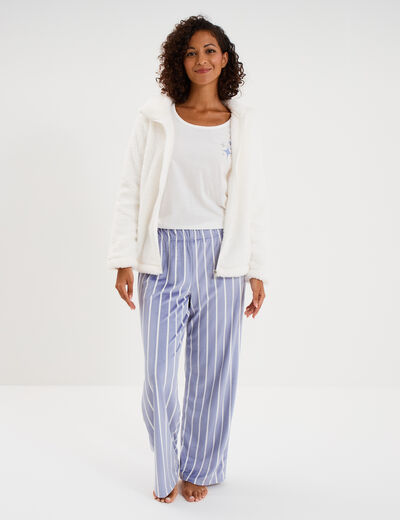 Ensemble pyjama 3 pi&egrave;ces effet polaire bleu ciel femme