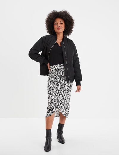 T-shirt coton sans manches col polo noir femme