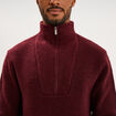 Pull avec col camionneur c&ocirc;tel&eacute; prune homme