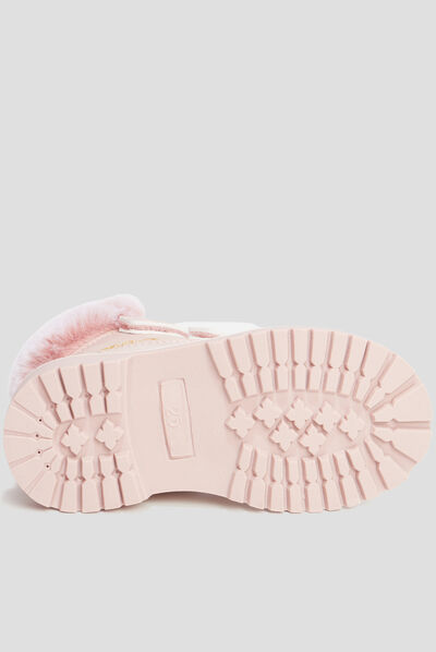 Bottines à scratchs et fourrure Trappeur rose fille