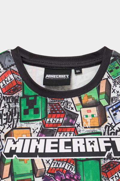 T-shirt droit manches courtes Minecraft multicolore gar&ccedil;on