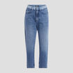 Jeans straight 7/8ème denim bleach femme