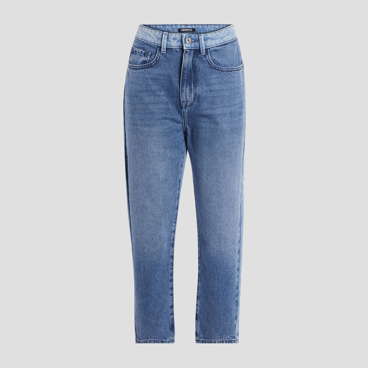 Jeans straight 7/8ème denim bleach femme