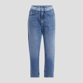 Jeans straight 7/8ème denim bleach femme