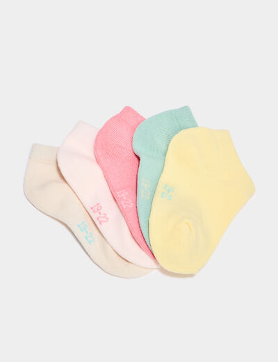 Lot 5 paires chaussettes invisibles multicolore b&eacute;b&eacute; fille