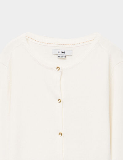 Gilet boutonn&eacute; coton m&eacute;lang&eacute; ivoire fille