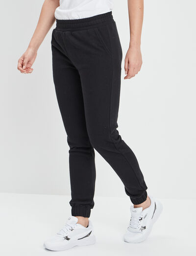 Pantalon jogging slim taille élastiquée noir femme