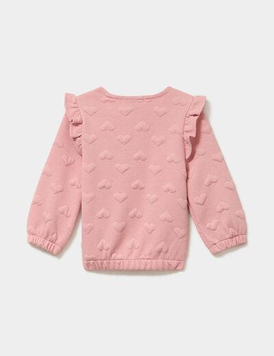 Gilet zipp&eacute; matelass&eacute; coeur &agrave; volants rose poudr&eacute;e b&eacute;b&eacute; fille