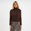 Pull poncho col roul&eacute; sans manches marron fonc&eacute; femme