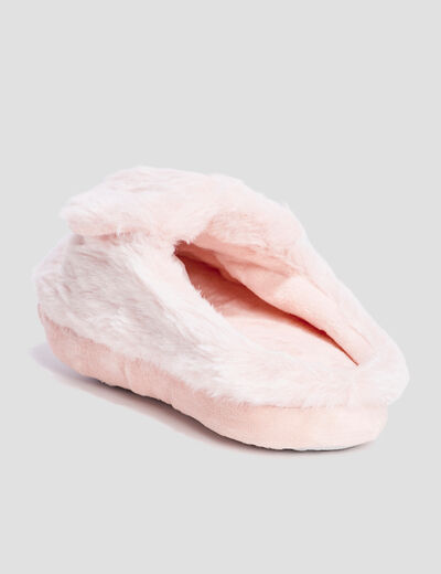 Chaussons mules fausse fourrure rose fille