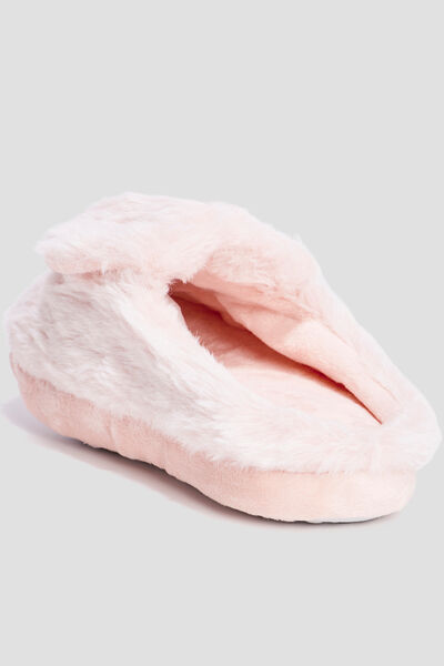 Chaussons mules fausse fourrure rose fille