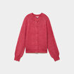 Gilet cardigan col rond boutonn&eacute; rose cerise femme