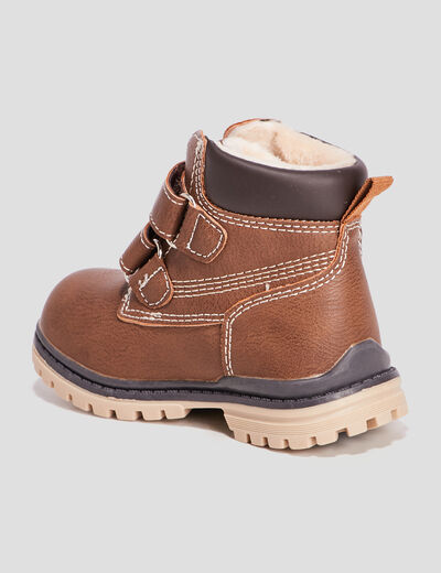 Bottines à scratchs fourrées marron bébé garçon