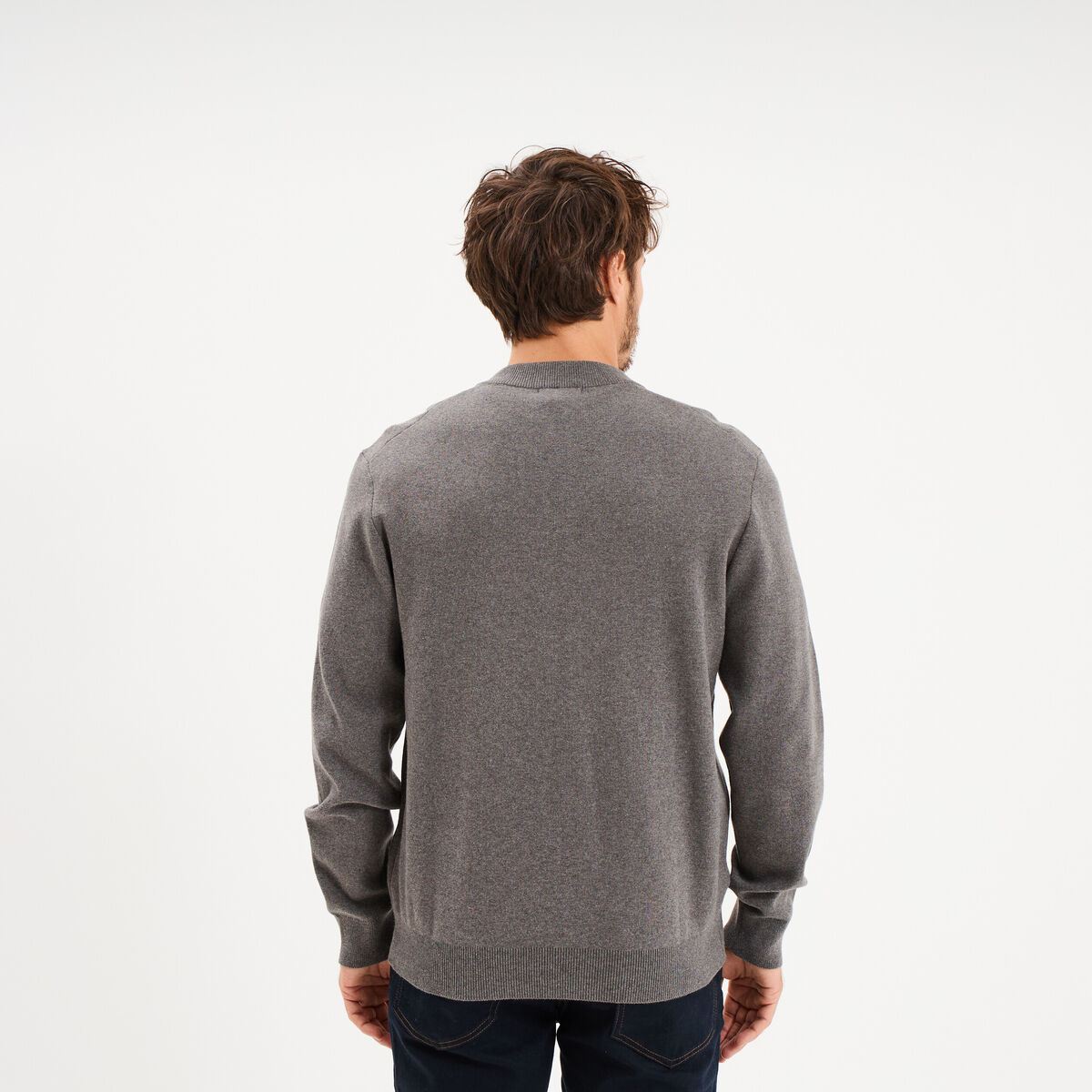 Gilet zipp&eacute; col teddy gris homme