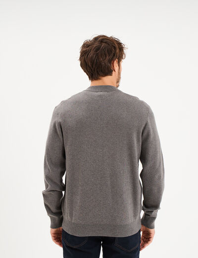Gilet zipp&eacute; col teddy gris homme
