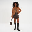 Caraco effet satin camel femme
