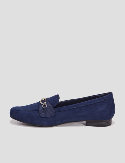 Mocassins plats suède bleu marine femme