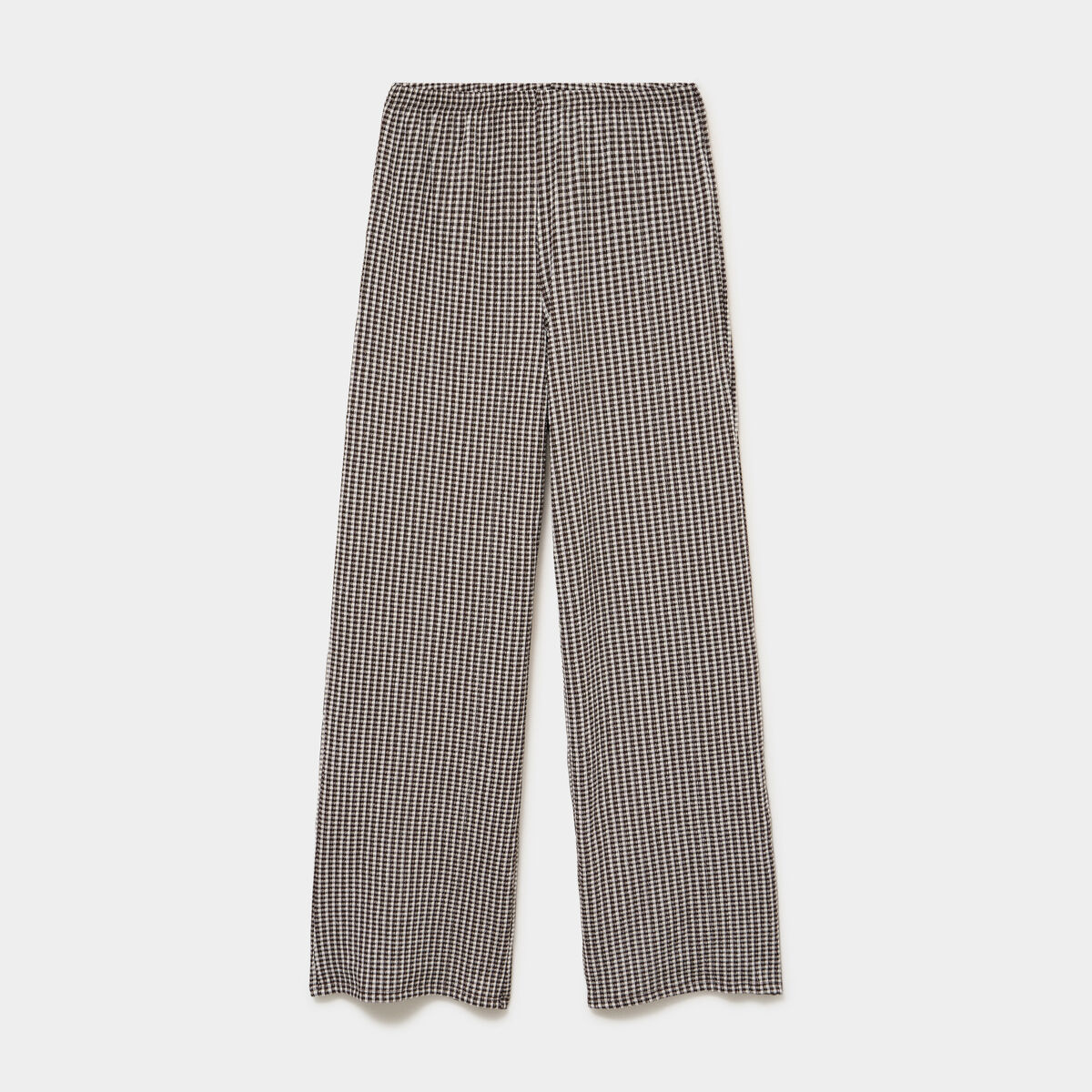 Pantalon large effet gaufr&eacute; marron chocolat femme