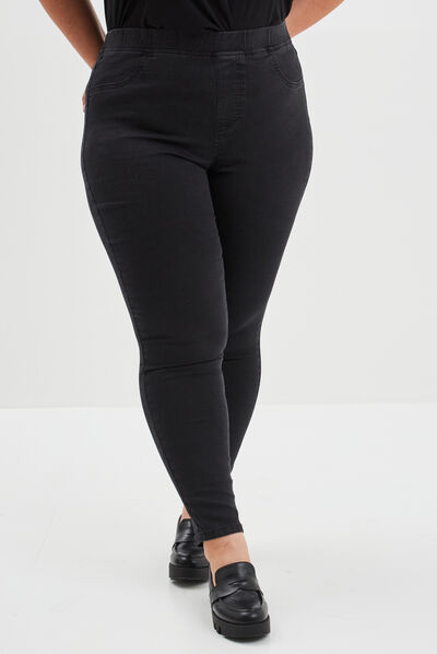 Jegging taille haute matière recyclée denim noir femme grande taille