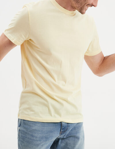 T-shirt droit en coton manches courtes jaune clair homme