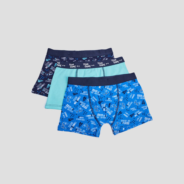 Lot 3 boxers bleu canard garçon